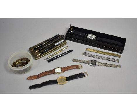 A Collection of Various Vintage Wrist Watches, Vintage Fountain Pens etc 