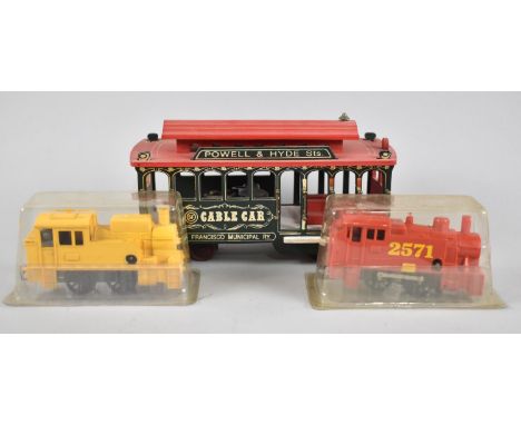 A Musical American Cable Car Model and Two Clockwork OO Gauge Tank Locomotives 