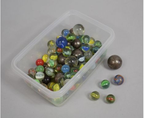 A Collection of Various Sized Vintage and Modern Marbles 