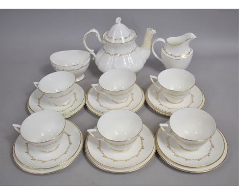 A Royal Doulton Rondo Pattern Tea Set to Comprise Teapot, Sugar Bowl, Jug, Six Cups, Six Saucers and Six Side Plates 