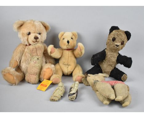 A Collection of Vintage Teddy Bears and Soft Toys, Oriental Soapstone Figures etc 