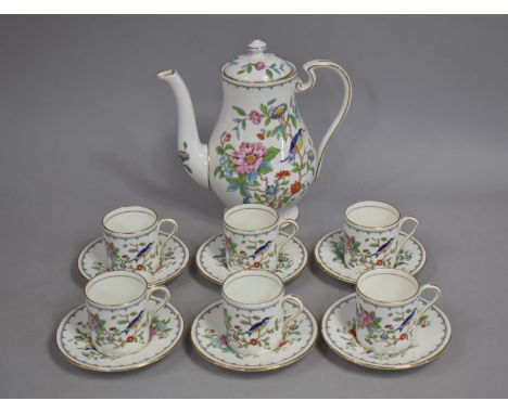 An Aynsley Pembroke Pattern Coffee Set to Comprise Coffee Pot and Six Cans and Saucers 