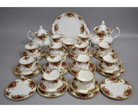 A Royal Albert Old Country Roses Tea Set to Comprise Large Teapot, Bachelor's Teapot, Cake Plate, Two Milk Jugs, Sugar Bowl, 