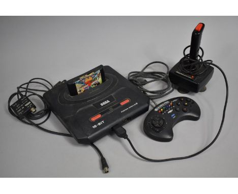 A Vintage Sega 16 Bit Mega Drive 2 with Controller, Joystick and One Game 