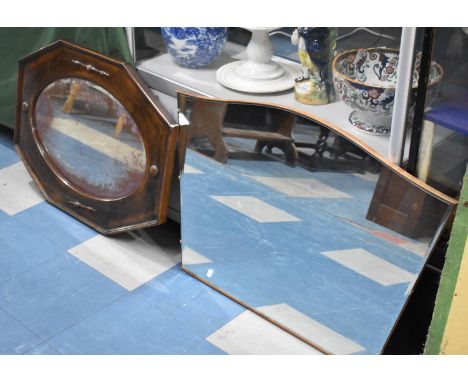 An Edwardian Oak Framed Wall Mirror, Glass Stained Together with a Vintage Shaped Wall Mirror, 88cm wide 