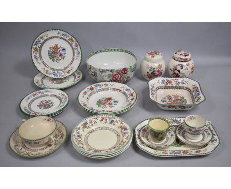 A Collection of Various Transfer Printed Ceramics to Comprise Part Set of Spode Chinese Rose Dinner Wares, Sadler Ginger Jar,