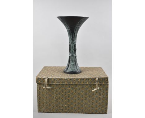 A Mid 20th Century Cased Patinated Metal Model of an Archaic Vase, 27cm high 