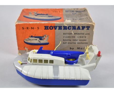 A Vintage Marx Battery Operated SRN 5 Hovercraft Toy with Original Cardboard Box 