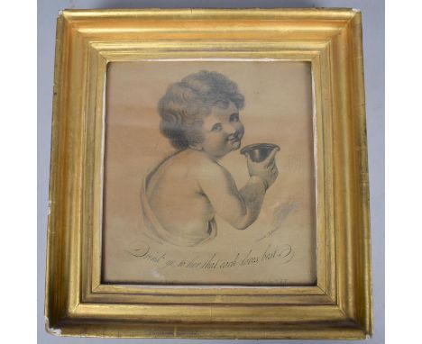 A Small Gilt Framed Print, "Drink Ye to Her that Each Loves Best", 16x75cm 