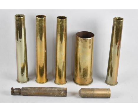 A Collection of Five Vintage Brass Shell Cases etc 