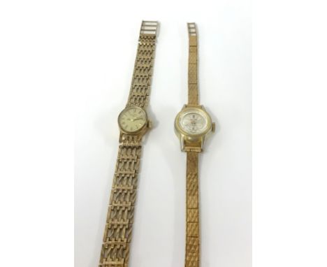 Two ladies 9ct gold wristwatches, total weight 37.8gms.