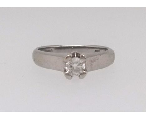 An 18ct white gold single stone diamond ring set with a brilliant cut diamond approx 0.25ct, clarity VS1, colour I, with insu