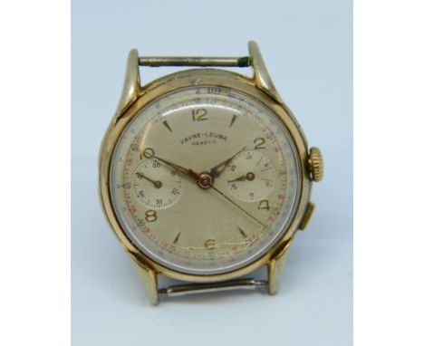 Favre-Leuba, a gents gold plated chronogprah wristwatch, back plate number 802781.