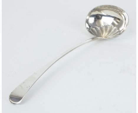 A Geo III silver ladle with scallop decorated bowl, approx 3.14oz, London.