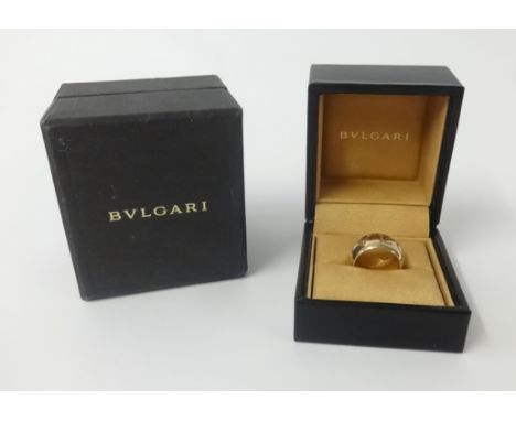 Bvlgari, an 18ct gold band ring, size M, approx 13gms, with box and outer box.