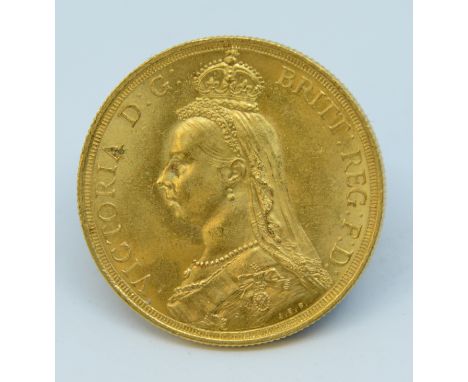 Victoria, an 1887 gold two pound coin.
