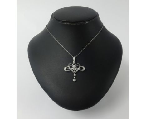 Tiffany, a diamond set pendant marked 'Tiffany &amp; Co', probably white gold, unmarked, boxed.