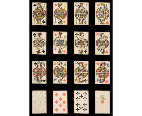 * German playing cards. Berlin pattern, Stralsund: Ludwig v.d. Osten, circa 1850s, a complete deck of 52 stencil coloured eng