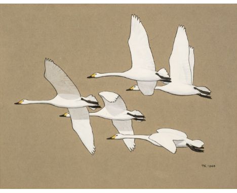 * Scott (Sir Peter Markham, 1909-1989). Bewick's Swans, hand-coloured xerograph, limited edition of 20, 'P.S. 1968' printed l