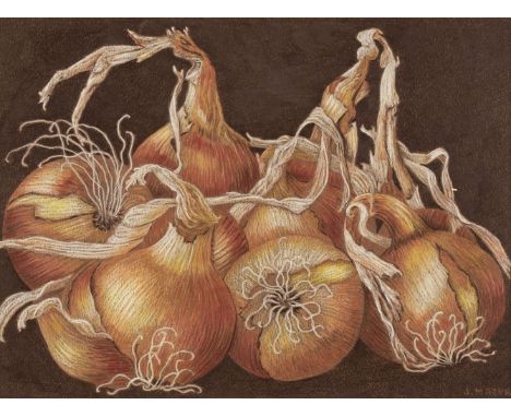 * Mazur (Judith). Onions, coloured pencil, signed in pencil to lower right, 22 x 29.5 cm, framed and glazed, together withBol