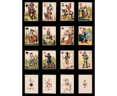 * German transformation playing cards. Jeanne l'Hachette type pack, Darmstadt: Maximilian Frommann, circa 1870, the complete 