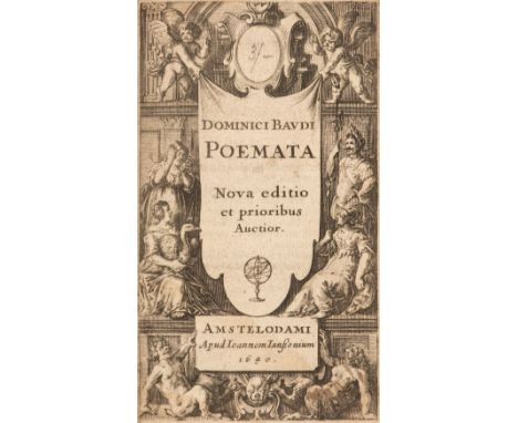 Hensius (Daniel). Poemata, nova editio et prioribus auctior, Amsterdam: Joannem Janssonium, 1640, engraved title, woodcut ini