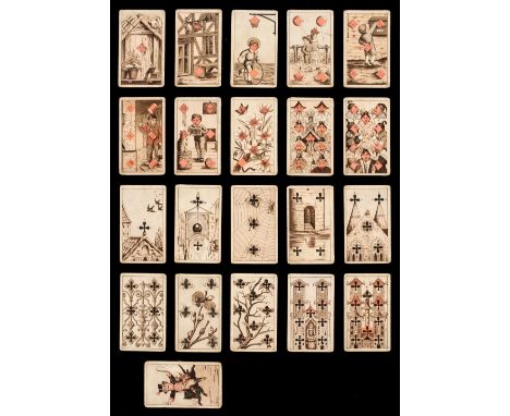 * German transformation cards. WS '87 pack, Germany: unknown maker, 1887, the complete deck of 41 chromolithographed playing 