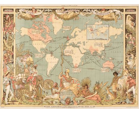 World Map. Imperial Federation, Map of the World showing the extent of the British Empire in 1886, published as a supplement 