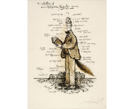 * Searle (Ronald, 1920-2011). Anatomy of an Antiquarian Bookseller, 1976, colour print, signed and dated by the artist in pen