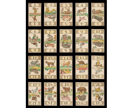 * German playing cards. Cego animal tarock pack, probably Frankfurt am Main: unknown maker, circa 1820, 50 (of 54, without tr