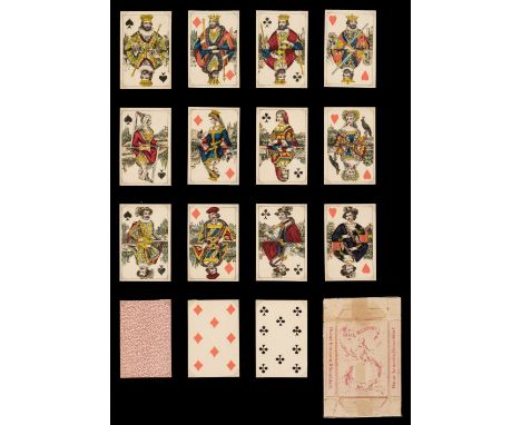 * German playing cards. Carte Mignonne, Düsseldorf: Oscar Lenssen, circa 1860, a complete deck of 52 stencil coloured engrave