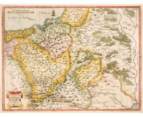 Poland. Ortelius (Abraham), Poloniae Finitimarumque Locorum Descriptio Auctore Wenceslao Godreccio Polono [1579], hand-colour