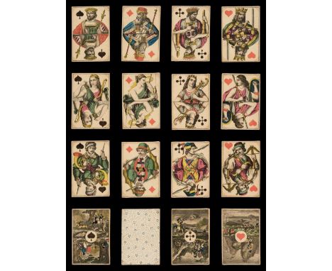 * German playing cards. Jagd-Spiel (Hunting pack), [Frankfurt: C.L. Wüst?], circa 1850, 31 (of 32, without ace of diamonds) s