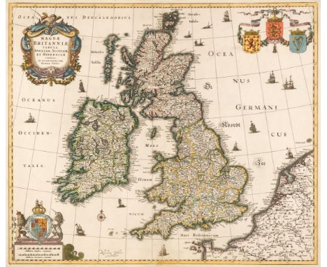 British Isles. Visscher (Nicolaes), Magnae Britanniae Tabula Angliam, Scotiam et Hiberniam..., circa 1670, engraved map with 