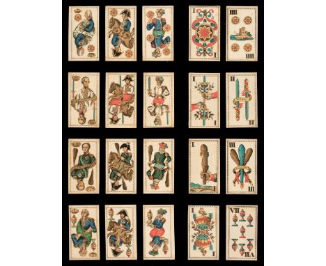 * Austrian Tressette cards. Allied Military Leaders, Vienna, Austria: Mathias Koller, circa 1820, the complete deck of 40 ste