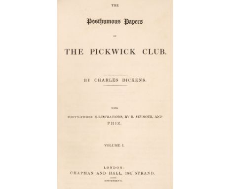 Dickens (Charles). The Posthumous Papers of the Pickwick Club, 2 volumes, London: Chapman and Hall, 1837, volume I and II tit