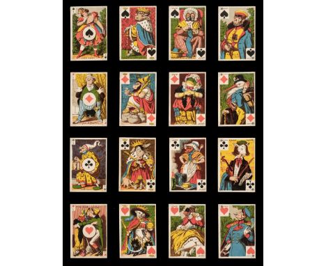 * German playing cards. Cartes Comiques, version a, Frankfurt am Main: B. Dondorf, circa 1860, a complete deck of 52 colour l