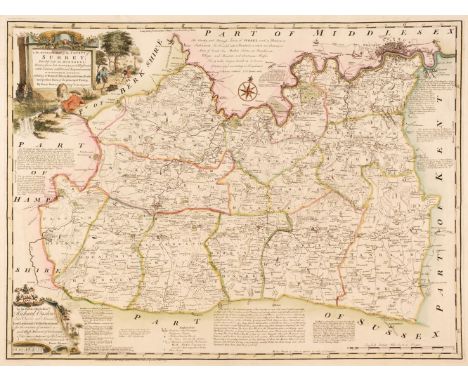 Surrey. Bowen (Emanuel), An Accurate Map of the County of Surrey; divided into hundreds; drawn from late surveys and illustra