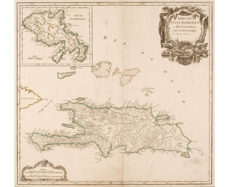 West Indies. De Vaugondy (Robert), Isles Saint Domingue ou Hispaniola et de la Martinique, Paris, circa 1750, engraved map wi