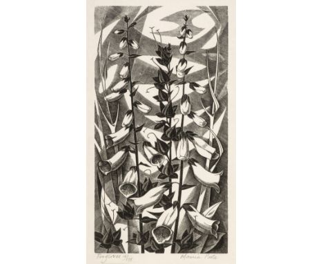 * Poole (Monica, 1921-2003). Foxgloves, wood engraving on ivory white paper, from the edition of 175 impressions, signed, tit