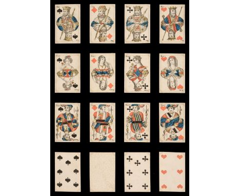 * German playing cards. Mecklenburg type patten, Rostok: J. G. Tiedemann, circa 1830, a complete deck of 52 stencil coloured 