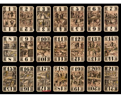 * German Encyclopedic Tarot. Encyclopedia Cego deck, Frankfurt am Main: C.L. Wüst, circa 1880, a complete Cego deck of 54 col