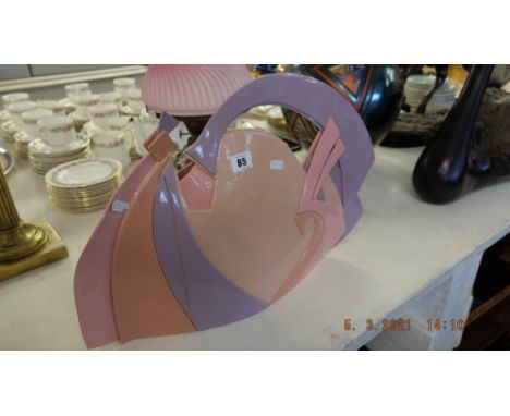 An art glass purple/ pink sculpture, art deco style, signed
