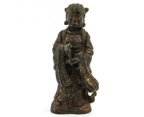 Depicting Chinese man holding scroll, 21 cm tall. 