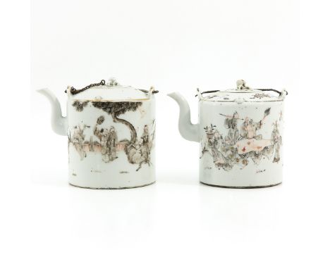 Depicting Chinese figures in garden, 13 cm. tall, marked with seal marks and remnants of wax seal.
