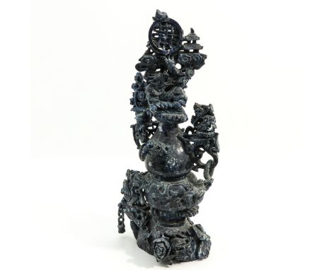 Floral decor with pagoda, approximately 80 cm. tall. This item will not be shipped. 