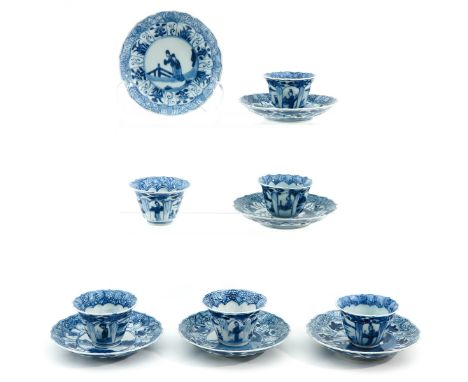 Including 6 cups and 6 saucers 11 cm. in diameter, chip and hairline.