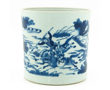 Decorated with Chinese figures hunting rabbits in garden, 21 cm. tall. 