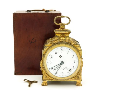 with alarm clock, petite and grande sonnerie, silence switchable in the base, maker Robert &amp; Comp, France / Switzerland, 