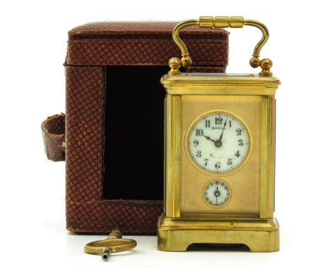 with alarm clock on bell in the bottom, Corniche case, English anchor escapement, France, ca.1900, height 8 cm., with case.